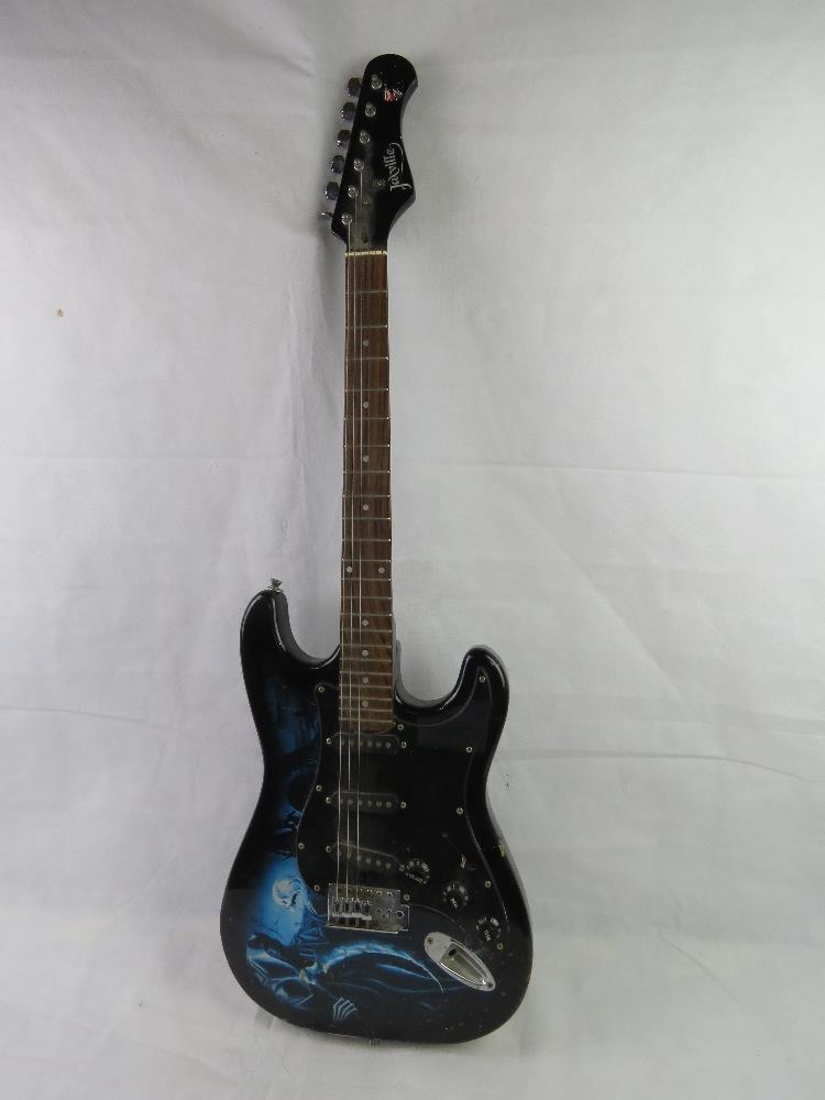 A Jaxville electric guitar with Grim Reaper design.