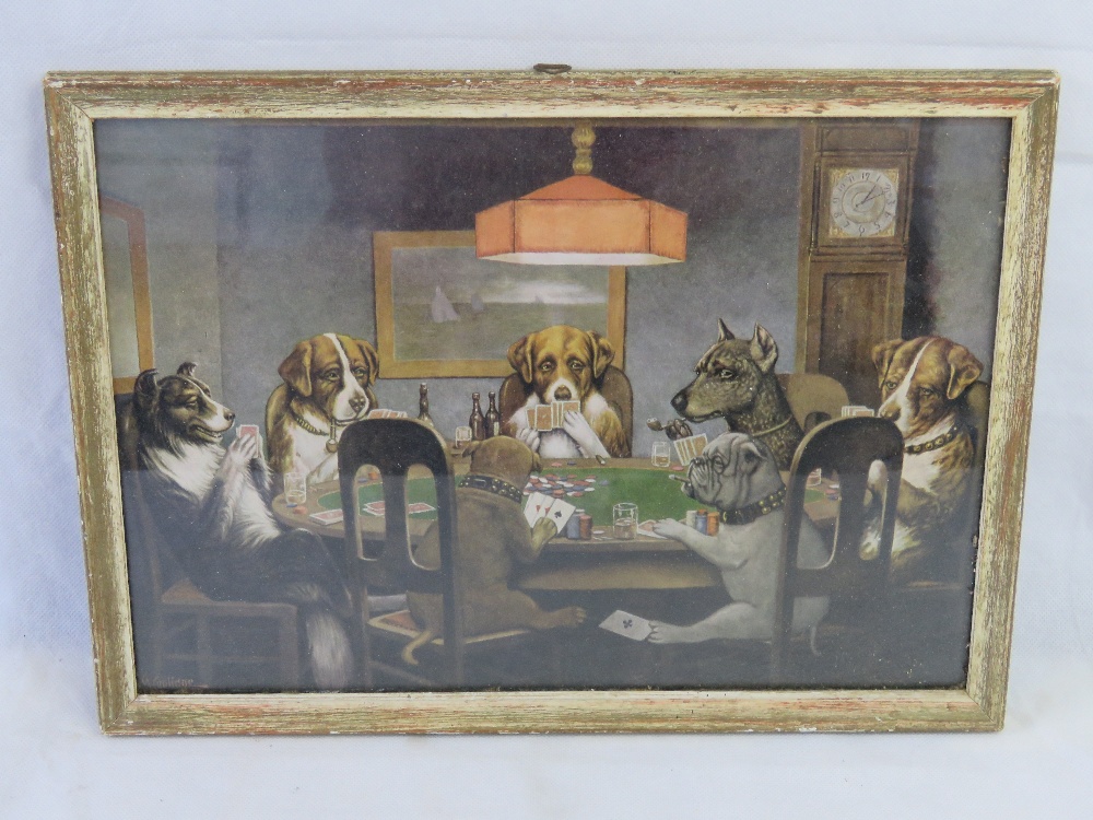 Print; Arthur Kaplan, Dogs playing poker High Roller, framed and glazed.