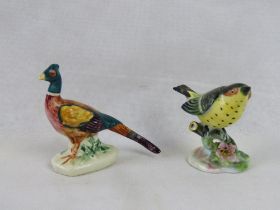 A small Bewsick Pheasant together with a Royal Adderley Warbler figurine.