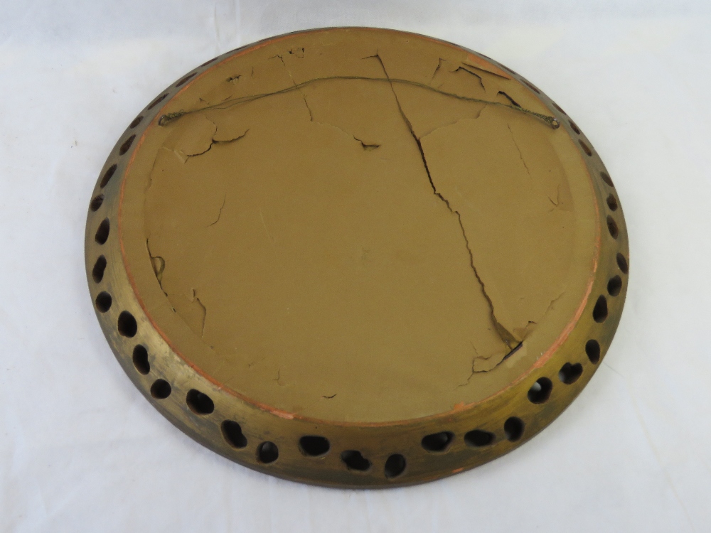 A round convex wall mirror, wooden and composite frame slightly a/f. - Image 3 of 5