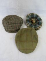 Three plaid fabric hats.
