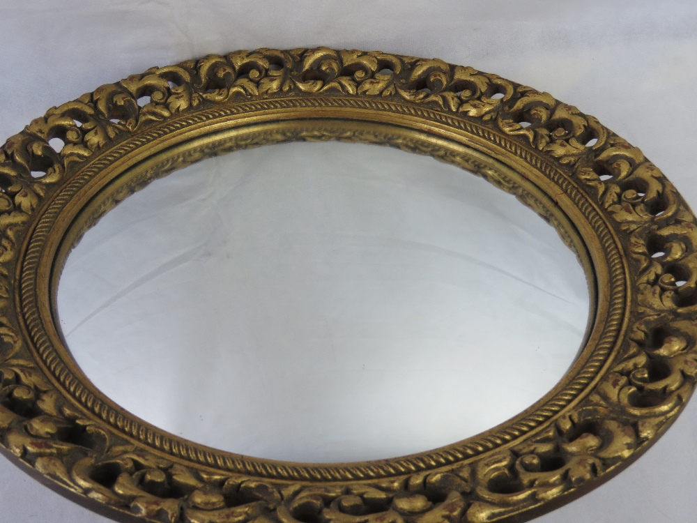 A round convex wall mirror, wooden and composite frame slightly a/f. - Image 2 of 5