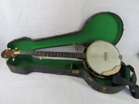 A banjo in case.