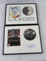 Two framed and mounted presentation PC DVD video game discs and cover artwork being Necrovision and