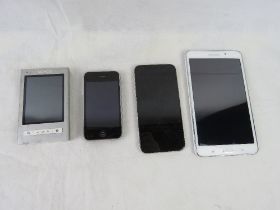 Sonos tablet/remote, Samsung Galaxy Tab 4, and two iPhones.