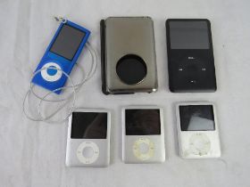 Five iPods; 1 x 80GB with protective case, 2x 8GB and 2x 4GB.
