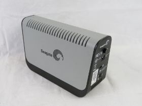 A Seagate external hard drive.