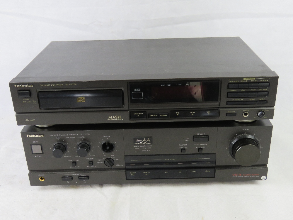 A Technics stacking compact disc player and amplifier.