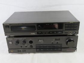 A Technics stacking compact disc player and amplifier.