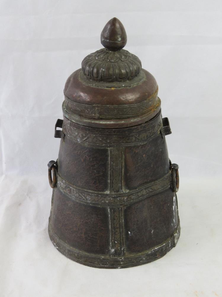 A traditional Sherpa copper container or Solok for cooked food, 30.5cm high. - Image 2 of 4
