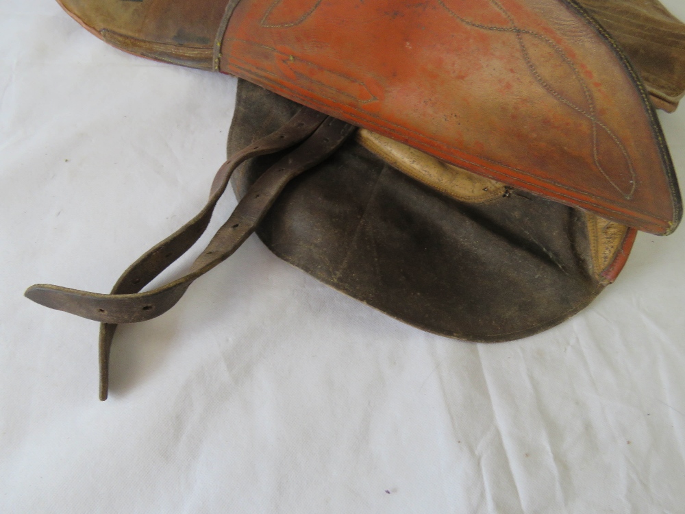 A lightweight flat horse racing jockey saddle. - Image 3 of 5