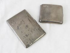 Two hallmarked silver cigarette cases, one with gilded interior by Adie Brothers, 9.5ozt / 296g.