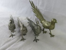 Four silver plated Pheasant table decorations.