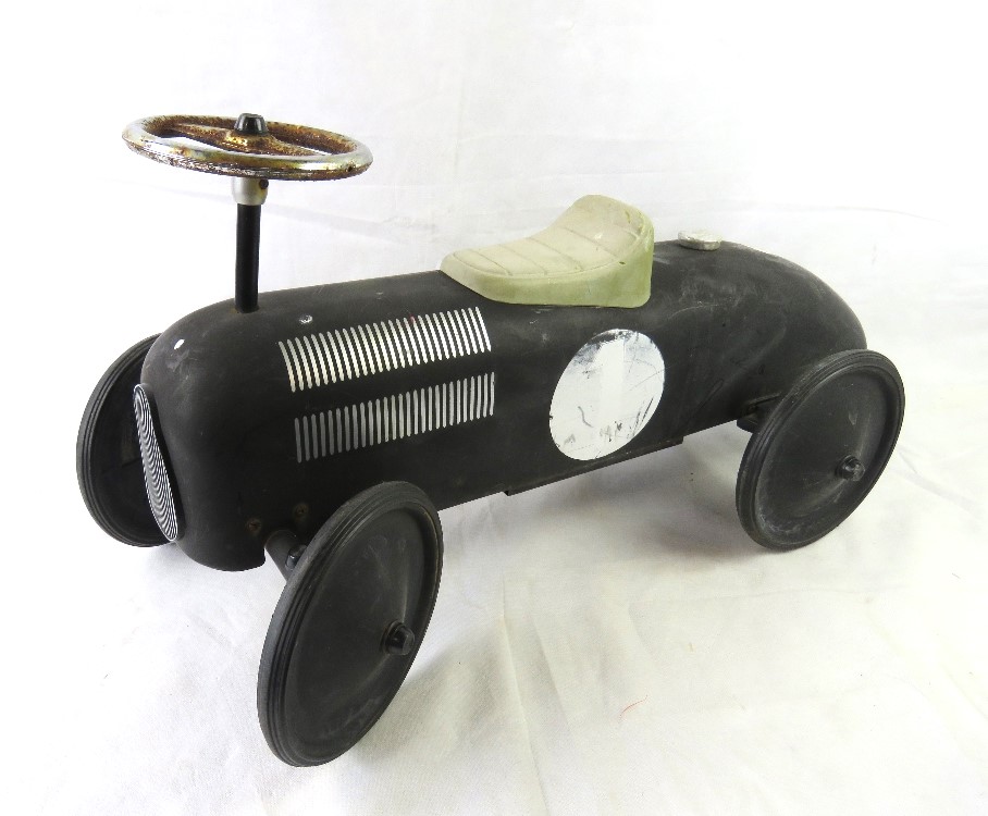 A childs ride on toy car