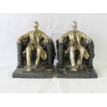 A pair of bronze and chromed "Abraham Lincoln" bookends,