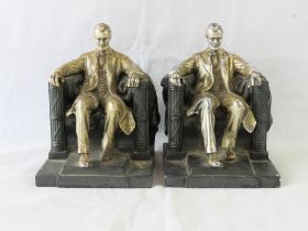A pair of bronze and chromed "Abraham Lincoln" bookends,