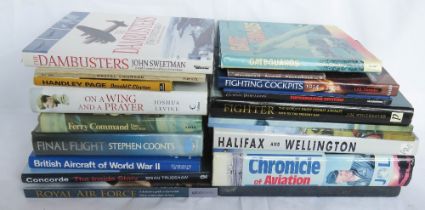 A quantity of assorted military and aviation themed books inc Concorde, RAF, Hallifax, Dambusters,