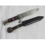 A WWII German Hitler Youth dagger with RZM and M7/72 to blade, 1939 to ricasso, with scabbard.