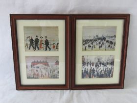 A set of four prints (Lowry 1887-1976) in matching pair of frames. Each frame 30 x 21cm.