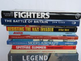 A quantity of assorted military and aviation themed books inc Hurricane, Concorde, Spitfire,