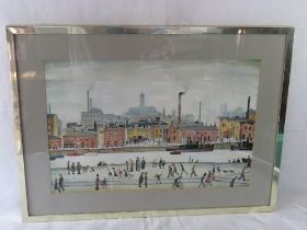 A large framed print (Lowry 1887-1976), 78 x 58cm.