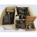 A quantity of assorted cabinet makers items including pulls, locks, etc.