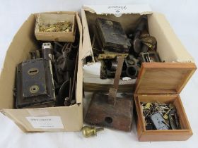 A quantity of assorted cabinet makers items including pulls, locks, etc.