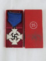 A WWII German medal for 25 years faithfully service in original box.