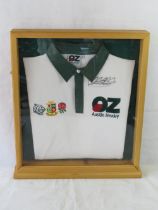 A hand signed Austin Healey Testimonial Rugby shirt (Lions,