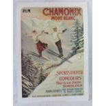 A vintage style Chamonix Mont-Blanc poster, 70 x 50cm.