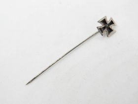 A WWII German black enamel Iron Cross stick pin.