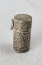A chatelain pill pot, stamped 925.
