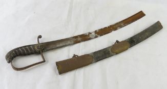 A Napoleonic Officers sword having been snapped in half including scabbard.