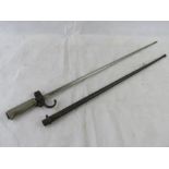 A French 1886 Model Lebel bayonet with scabbard.