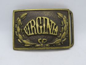 A vintage Virgina belt buckle, marked HP to back.