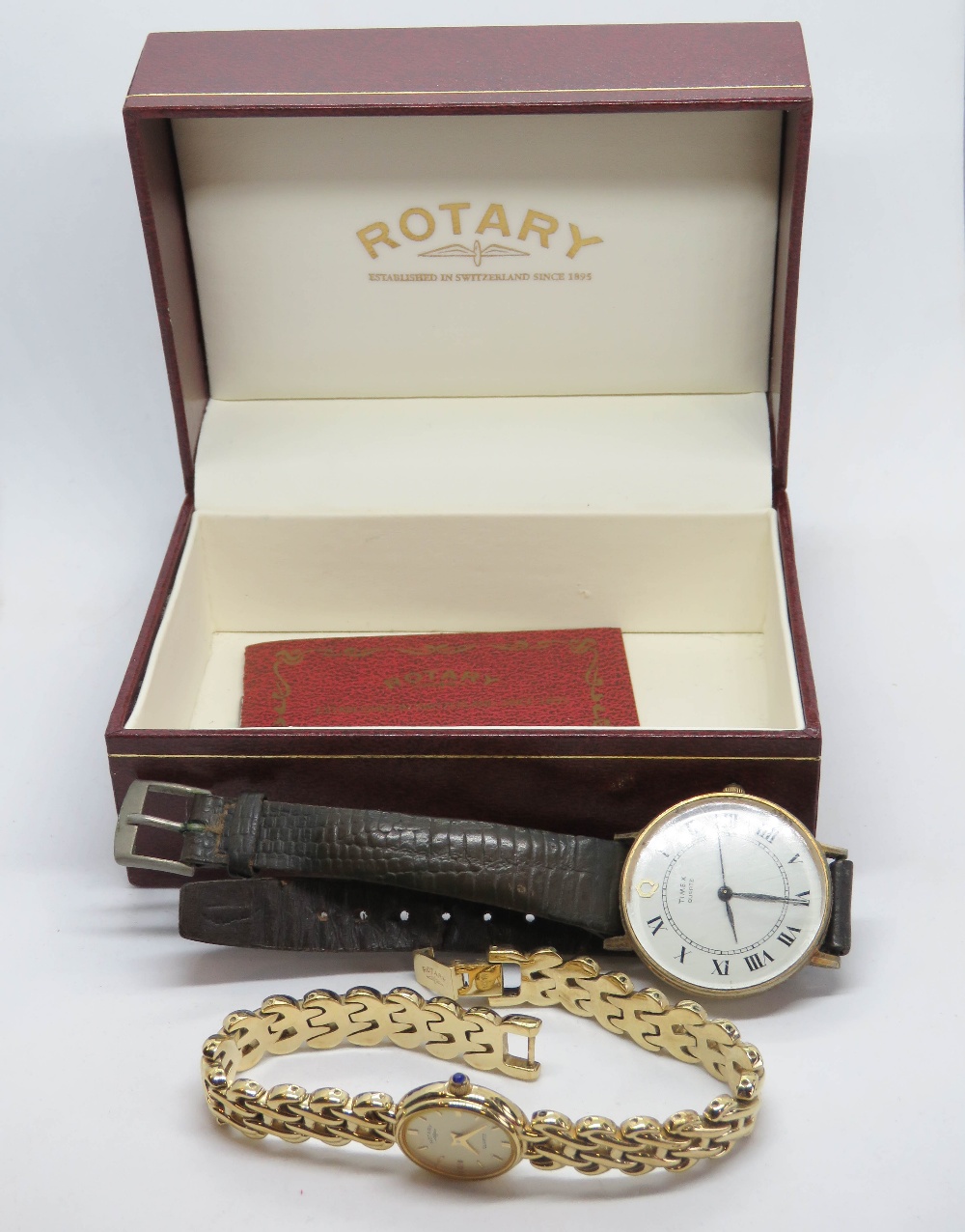 A vintage gents Timex Quartz watch, together with a ladies Rotary with with box.