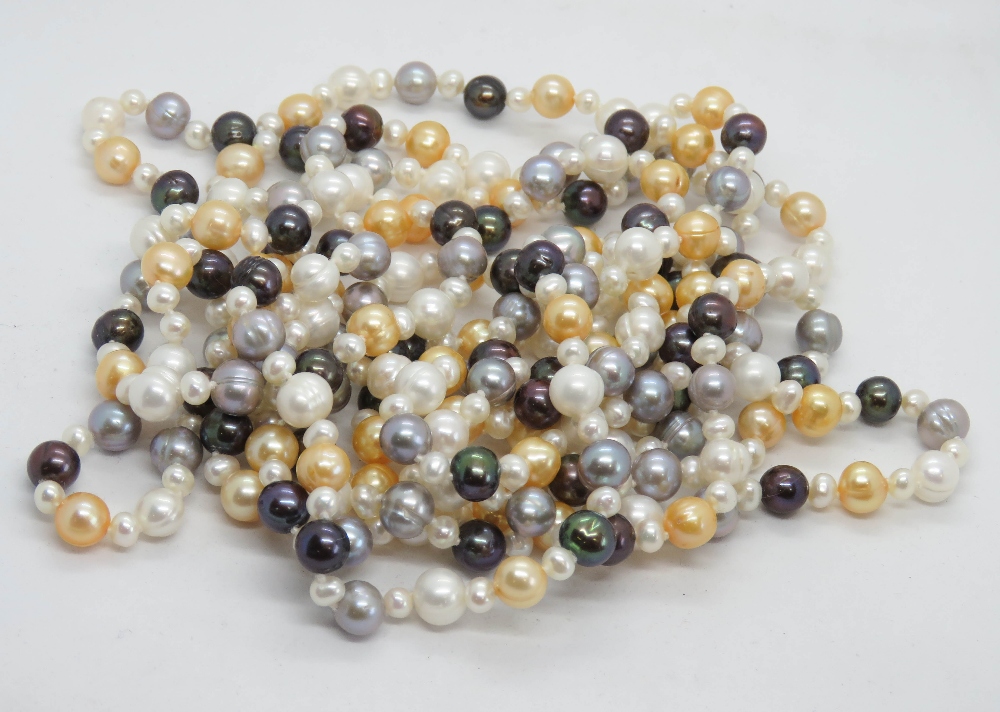 A multicolour baroque pearl strand necklace, 240cm.