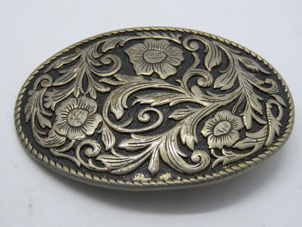 Three pressed metal vintage belt buckles. - Image 3 of 5