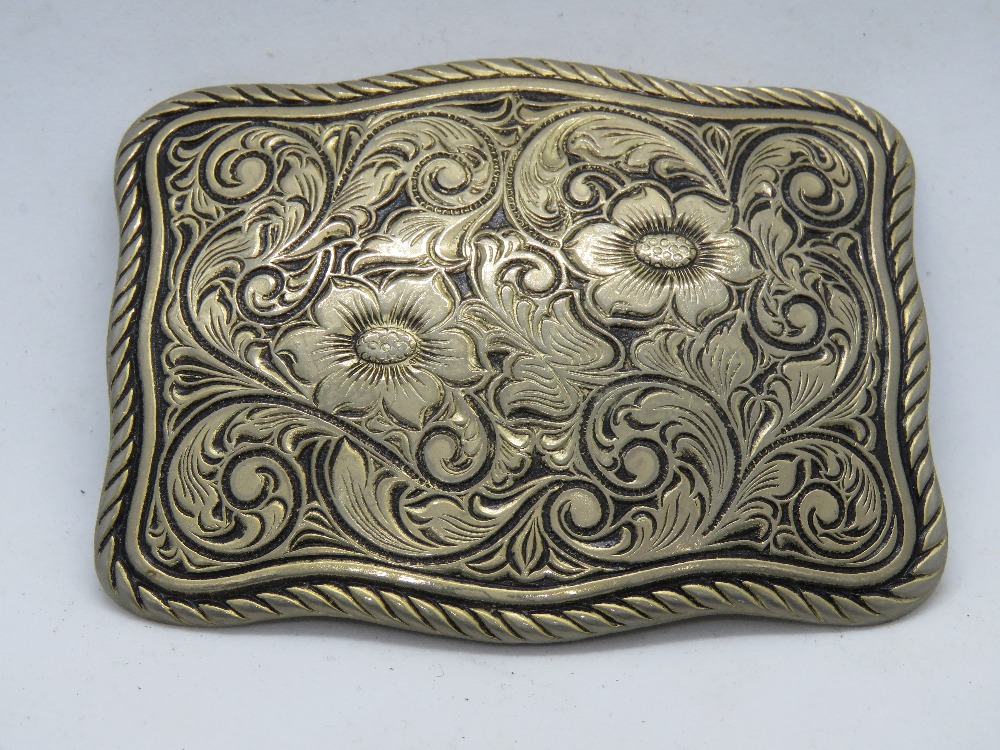 Three pressed metal vintage belt buckles. - Image 2 of 5