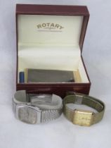 Two gents Rotary wristwatches in a Rotary box.