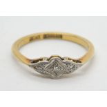 A vintage 18ct gold and platinum diamond ring,