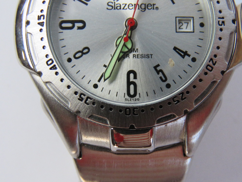 A stainless steel Slazenger wrist watch with original watch having luminous hands and date aperture, - Image 2 of 3