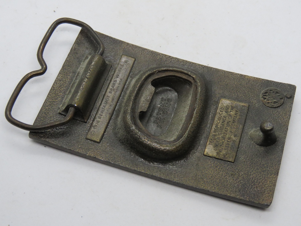 A c1970s 7Up bottle opener belt buckle made by Bergamot Brass Works Wisconsin USA. - Image 2 of 4