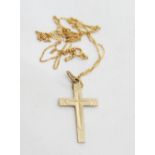 A 9ct gold cross pendant on chain, hallmarked 375, 1.