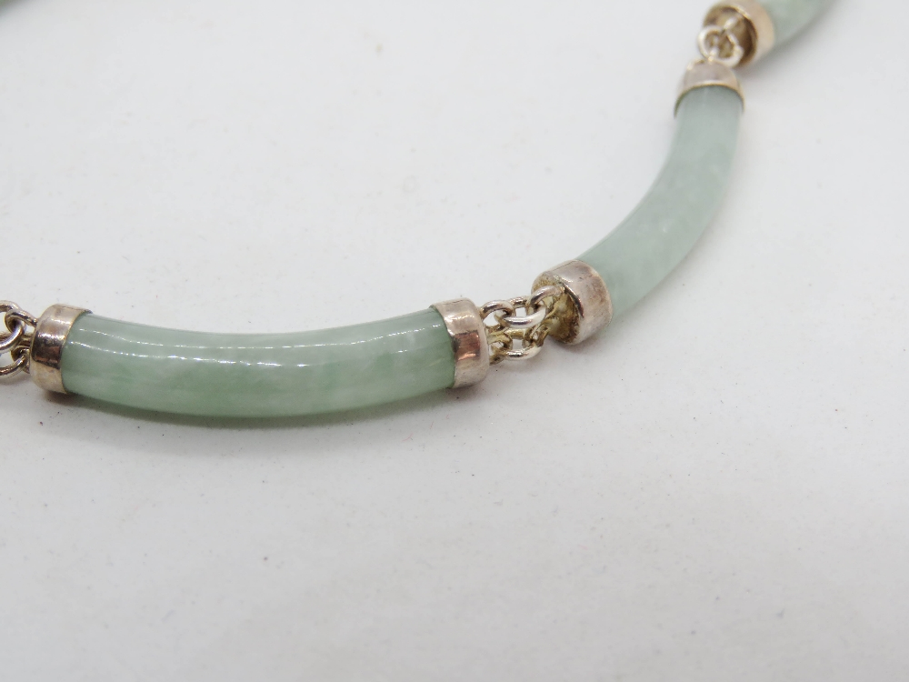 A Jade panel and silver necklace, hallmarked 925, in presentation box. - Image 3 of 3