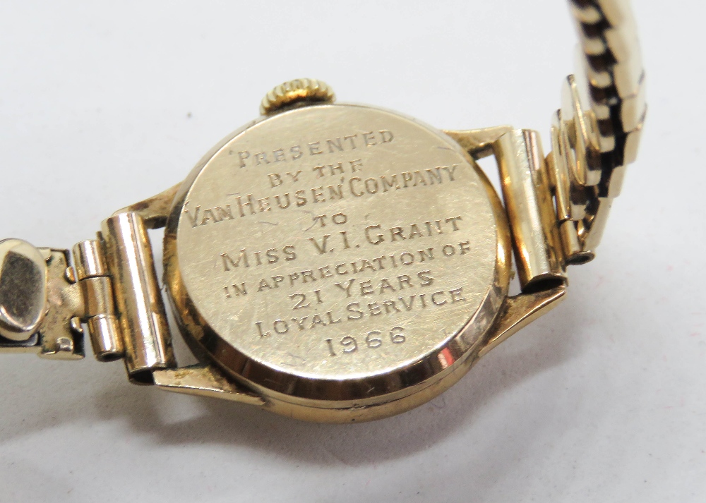 A 1960's 9ct gold Tissot ladies wristwatch on expanding Excalibur strap, within original box. - Image 3 of 4