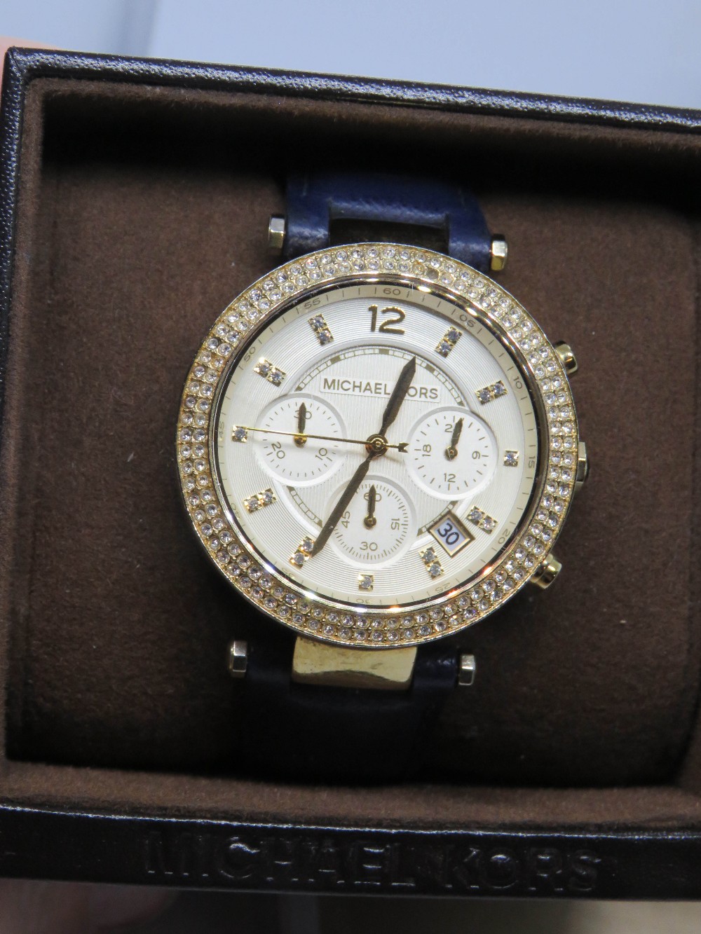 A Michael Kors ladies Parker Blue watch MK2280 with original box and manual. - Image 2 of 2