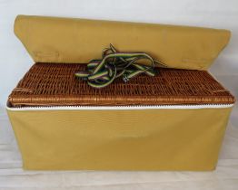 A wicker picnic hamper with case specifically designed to fit to a Rolls-Royce 25/30.