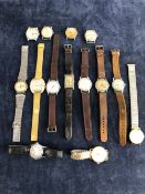 FOURTEEN VINTAGE GENTS WATCHES TO INCLUDE ROTARY, WESTCLOX, ORIS, TIMEX, FRICOMA, ROIDOR, AVIA,