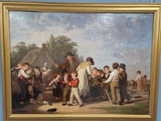 CIRCLE OF WILLIAM FREDERICK WITHERINGTON R.A. (1785-1865) BRITISH, THE BREAK IN THE CRICKET MATCH,